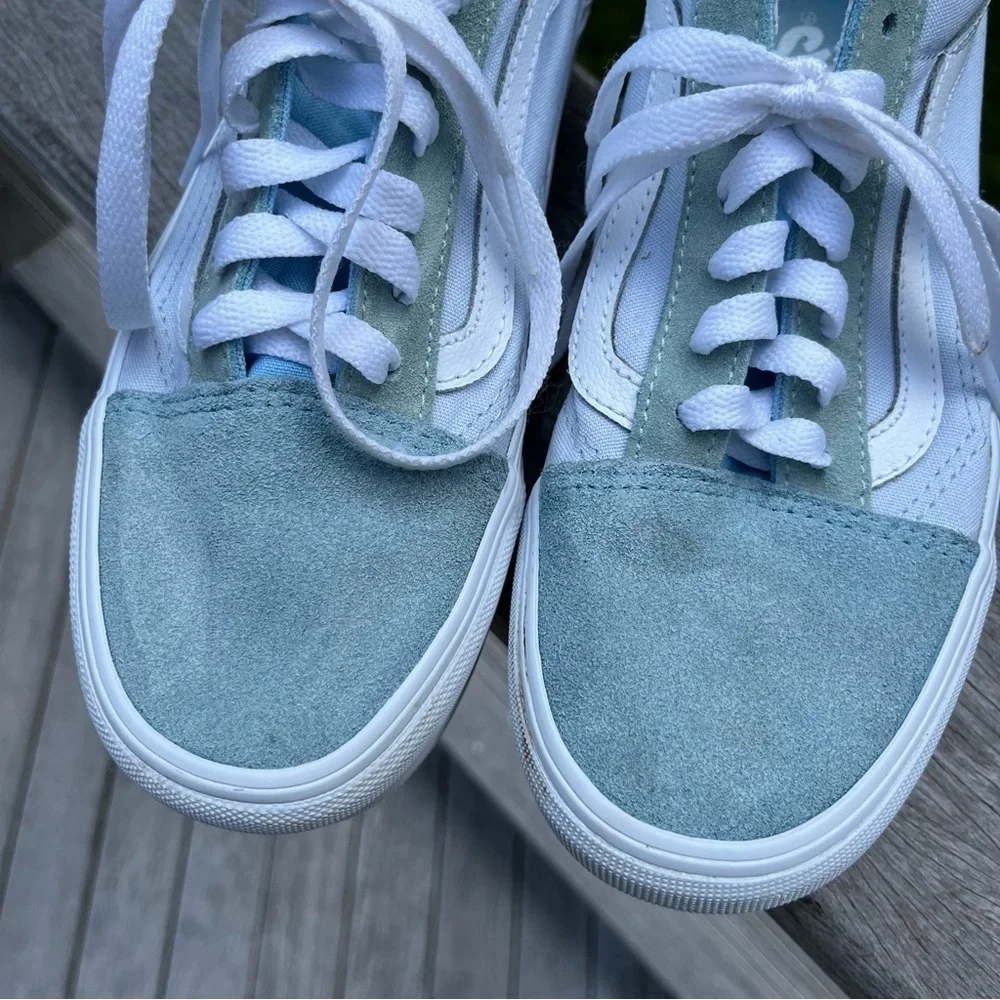 Vans Old Skool Stackform Soft Suede Side Stripe Baby Blue & White Shoes Sz 7.5 - Picture 9 of 16